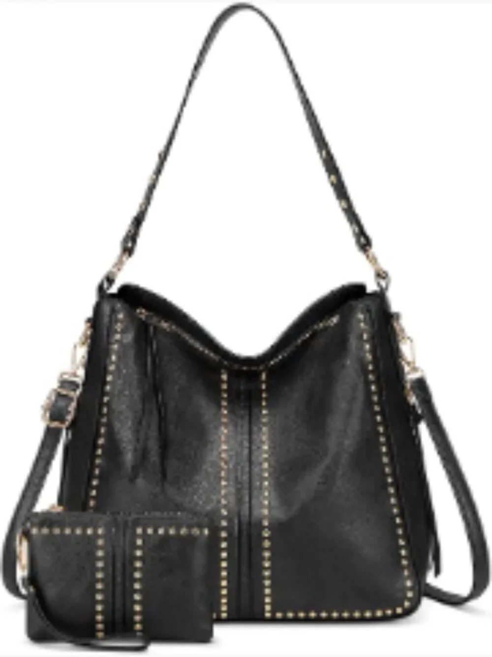 Hobo Bags for Women Large Vegan Leather Tote Purse and Wallet Set 2pcs